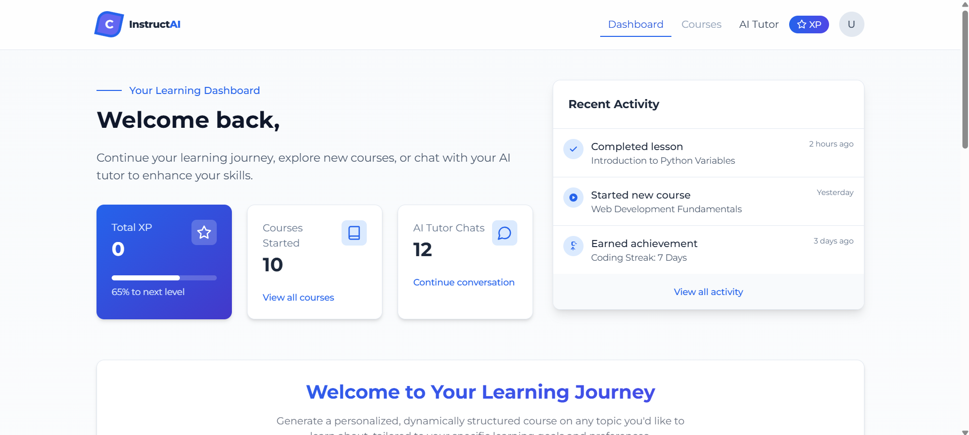 InstructAI Dashboard